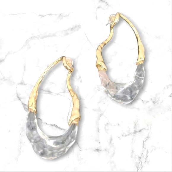 ▪️Metal and ice teardrop earrings; unbranded nwot - Picture 3 of 4